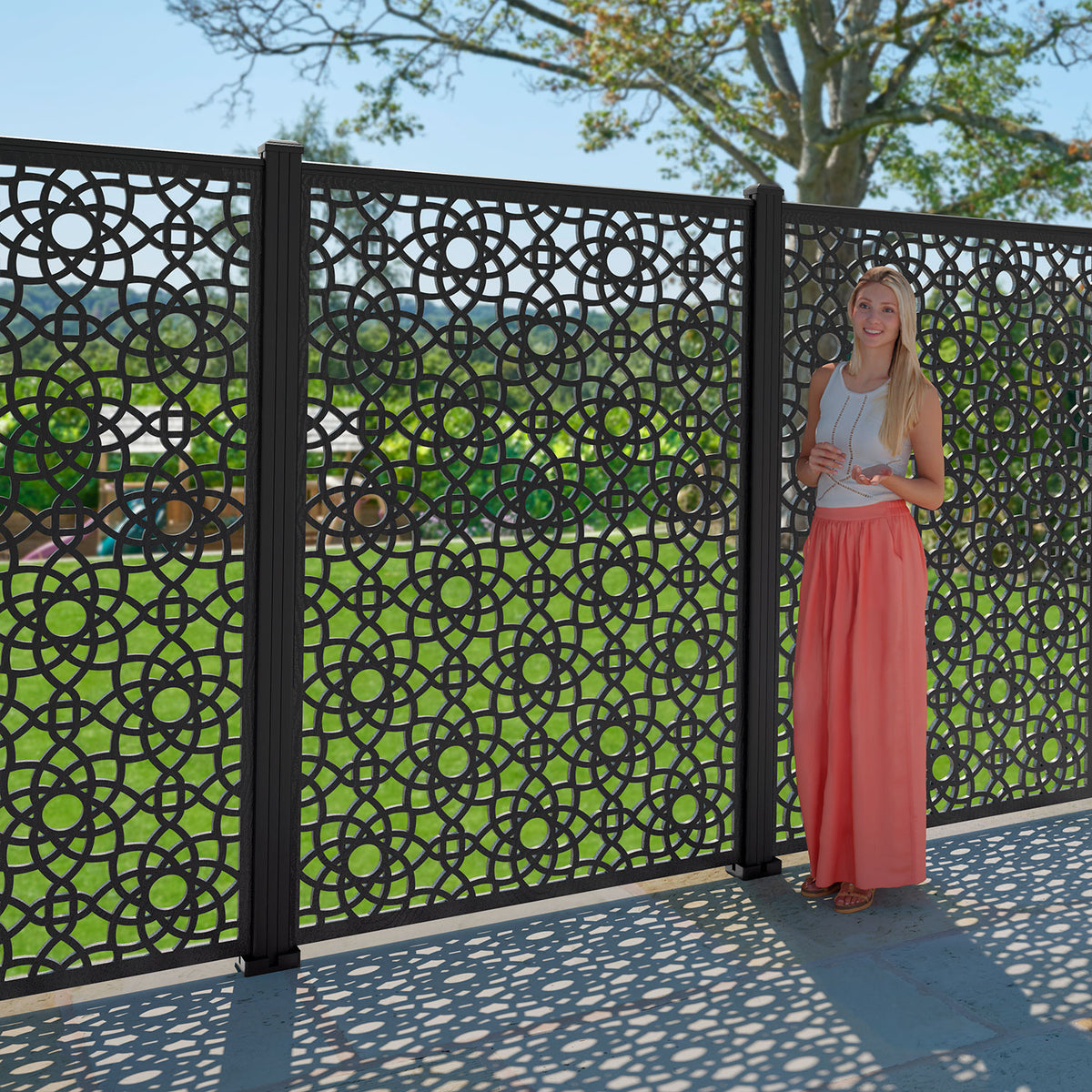 Ambar Decorative Fence - 120x180cm - with our aluminium posts