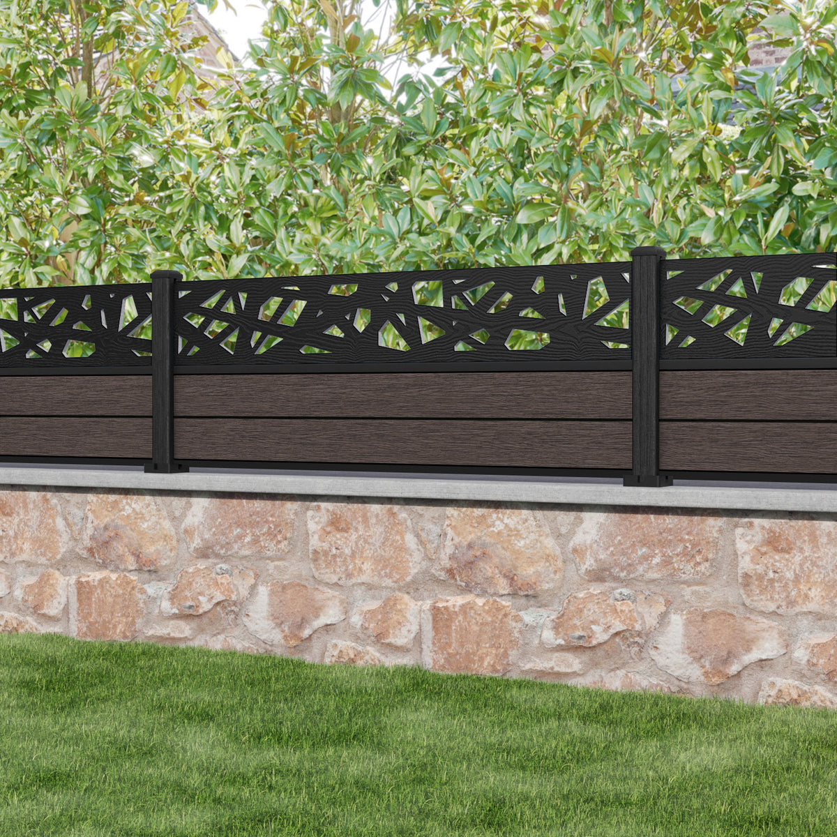 Fusion Prism Fence Panel - Mid Brown - with our composite posts ...