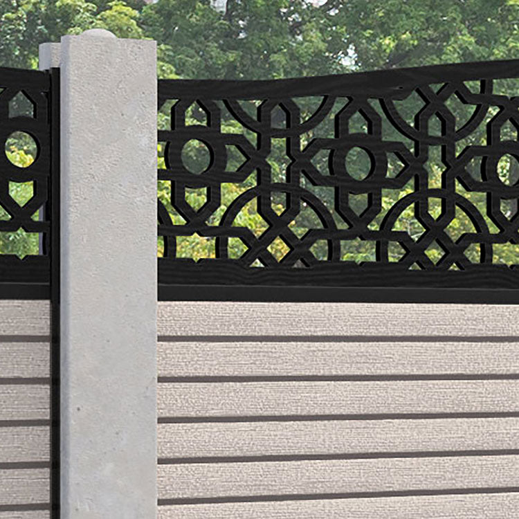 Hudson Nabila Curved Top Fence Panel - Mid Stone - for existing concre ...