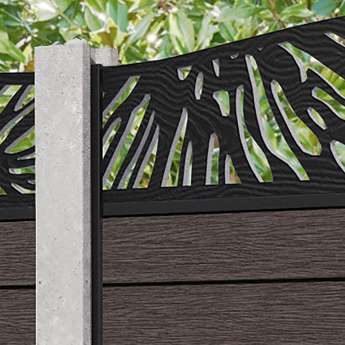 Fusion Poppy Curved Top Fence Panel - Mid Brown - for existing concret ...