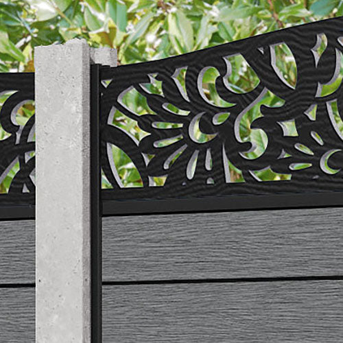 Fusion Heritage Curved Top Fence Panel - Mid Grey - for existing concr ...