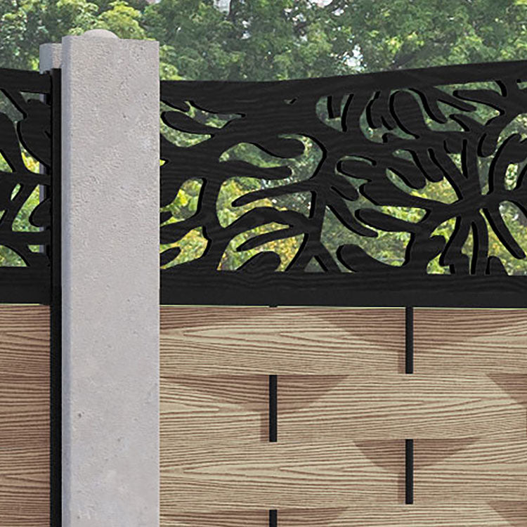 Ripple Botanic Curved Top Fence Panel - Light Oak - for existing concr ...