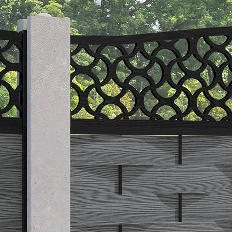 Ripple Vida Curved Top Fence Panel - Mid Grey - for existing concrete ...