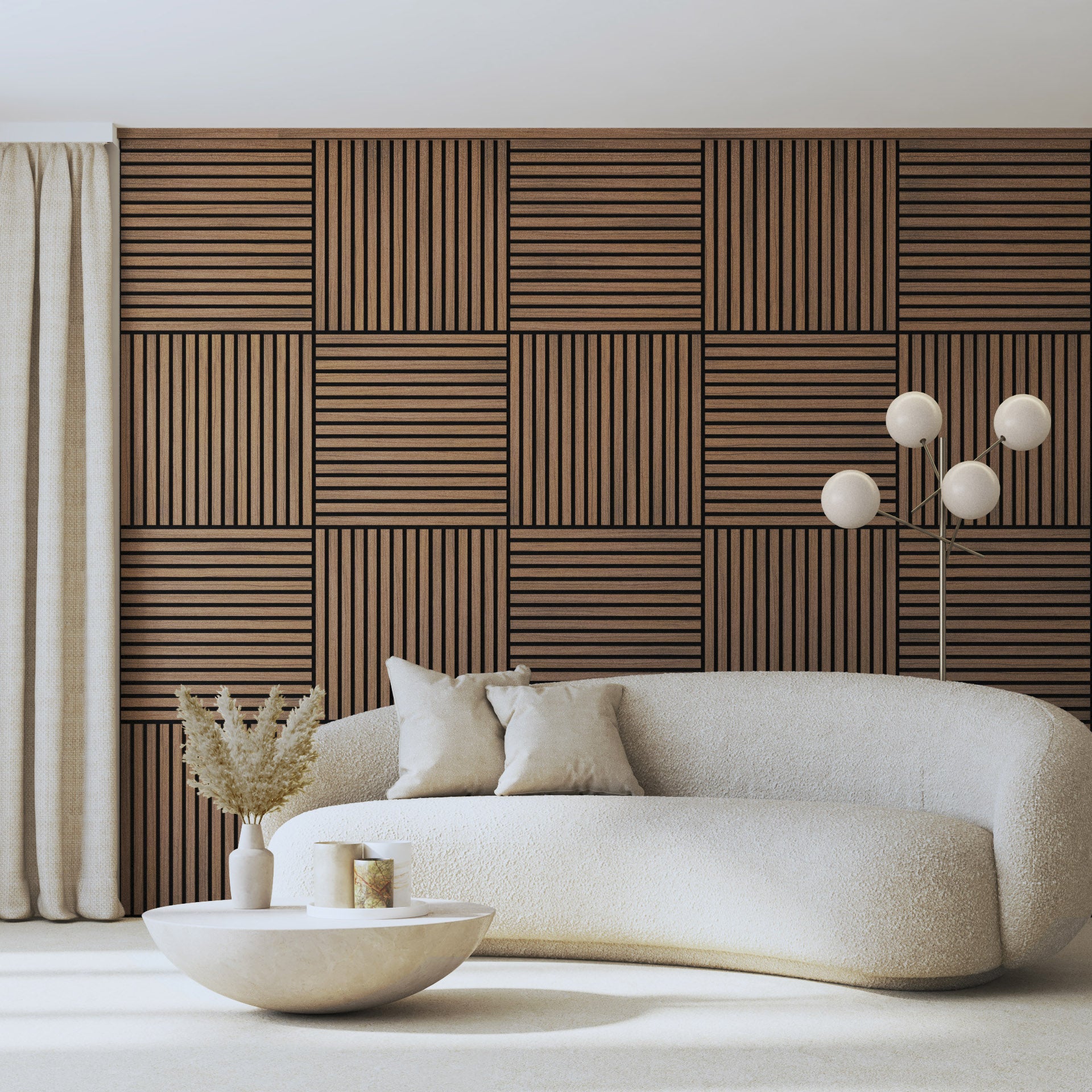 Trepanel® Walnut Brown Half Wall Wood Slat Panels