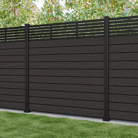 Fusion Aspen Fence Panel - Dark Oak - with our aluminium posts