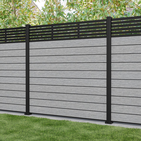 Fusion Aspen Fence Panel - Light Grey - with our aluminium posts