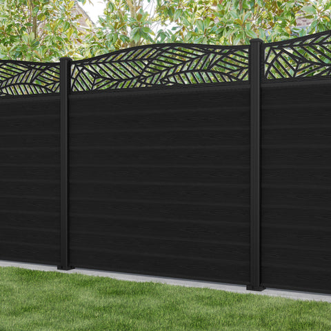 Classic Habitat Curved Top Fence Panel - Black - with our aluminium posts