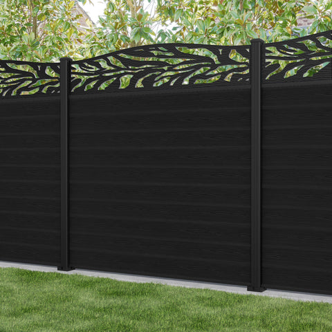 Classic Malawi Curved Top Fence Panel - Black - with our aluminium posts