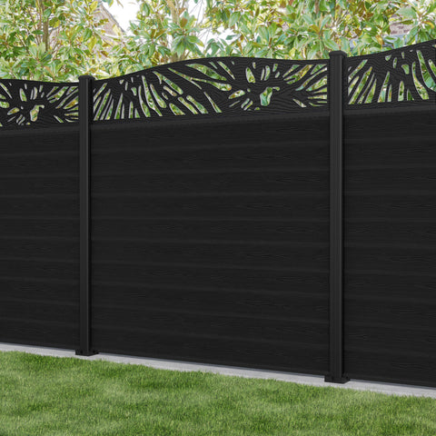 Classic Poppy Curved Top Fence Panel - Black - with our aluminium posts