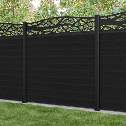 Classic Twilight Curved Top Fence Panel - Black - with our aluminium posts