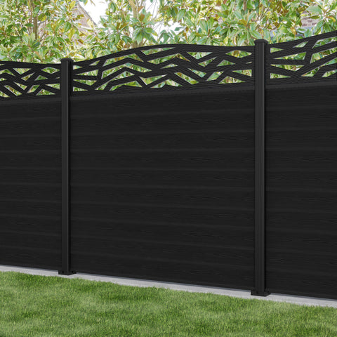 Classic Zenith Curved Top Fence Panel - Black - with our aluminium posts