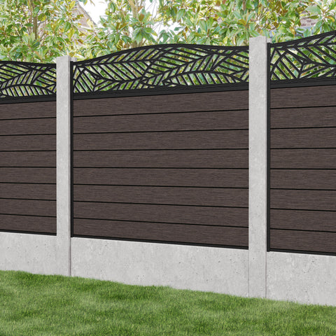 Fusion Habitat Curved Top Fence Panel - Mid Brown - for existing concrete posts