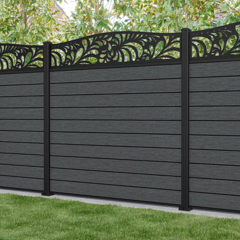 Fusion Petal Curved Top Fence Panel - Dark Grey - with our aluminium posts