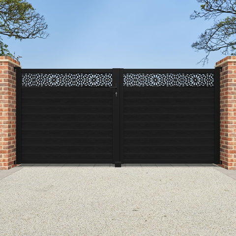 Classic Alnara Straight Top Driveway Gate - Black - Top Screen