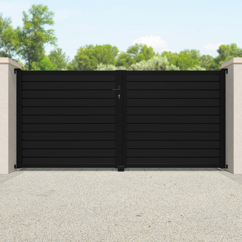 Louvre Aluminium Driveway Gate - Black