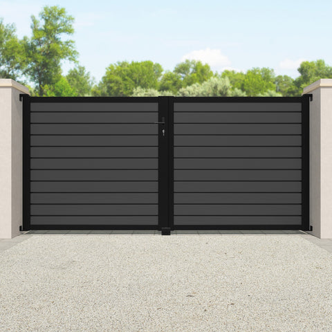 Louvre Aluminium Driveway Gate - Grey