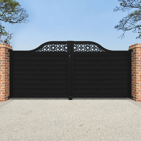 Classic Ambar Curved Top Driveway Gate - Black - Top Screen