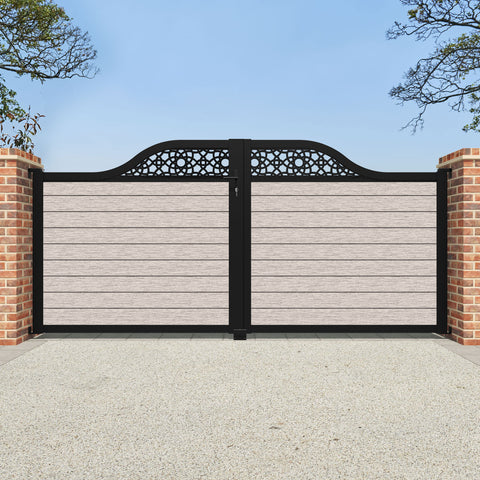 Fusion Ambar Curved Top Driveway Gate - Mid Stone - Top Screen