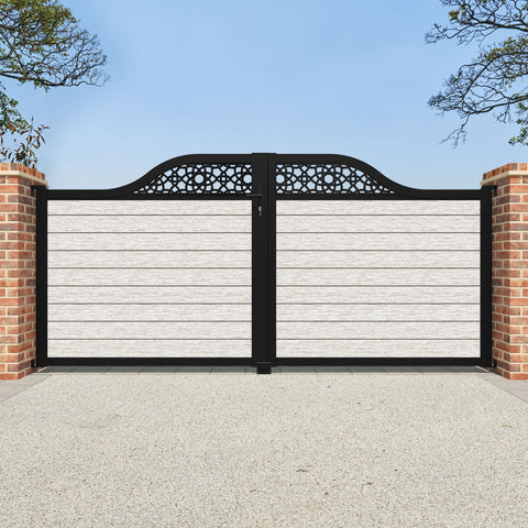 Fusion Ambar Curved Top Driveway Gate - Light Stone - Top Screen
