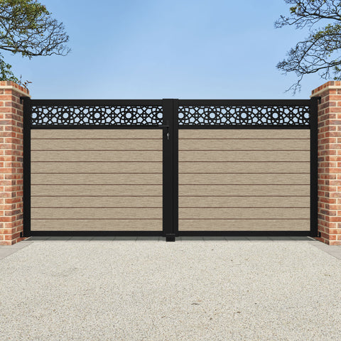 Fusion Ambar Straight Top Driveway Gate - Light Oak - Top Screen