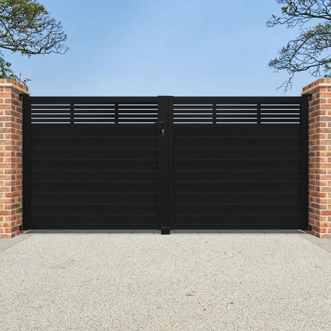 Classic Aspen Straight Top Driveway Gate - Black - Top Screen