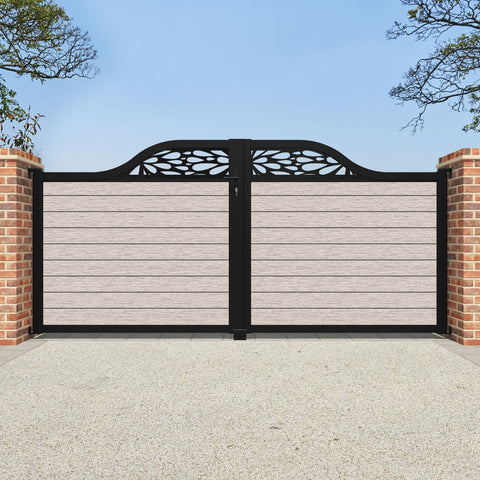 Fusion Blossom Curved Top Driveway Gate - Mid Stone - Top Screen