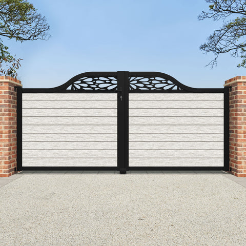 Fusion Blossom Curved Top Driveway Gate - Light Stone - Top Screen