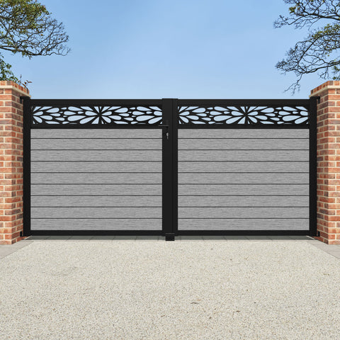Fusion Blossom Straight Top Driveway Gate - Light Grey - Top Screen