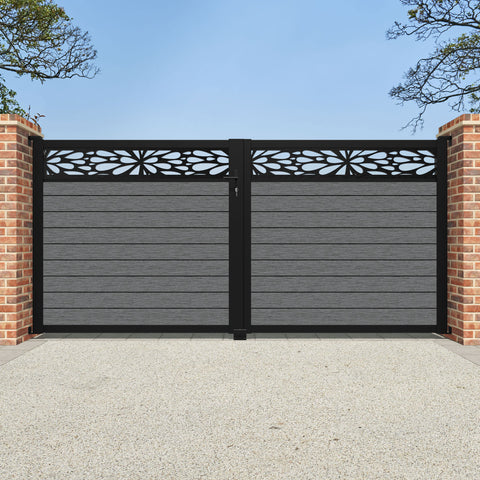 Fusion Blossom Straight Top Driveway Gate - Mid Grey - Top Screen