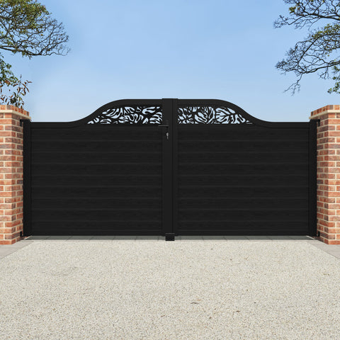 Classic Botanic Curved Top Driveway Gate - Black - Top Screen