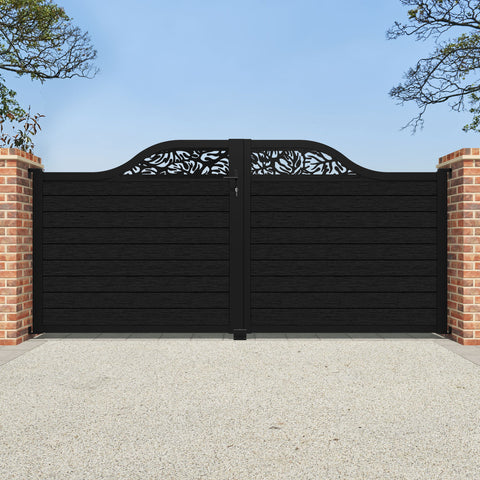 Fusion Botanic Curved Top Driveway Gate - Black - Top Screen