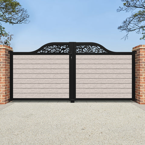 Fusion Botanic Curved Top Driveway Gate - Mid Stone - Top Screen