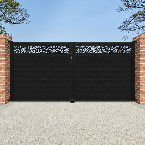 Classic Botanic Straight Top Driveway Gate - Black - Top Screen