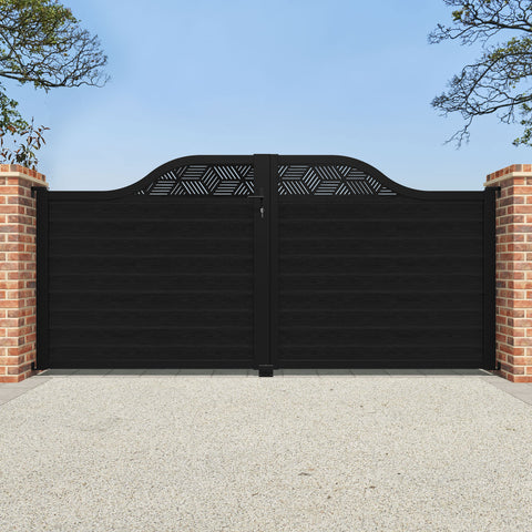 Classic Cubed Curved Top Driveway Gate - Black - Top Screen