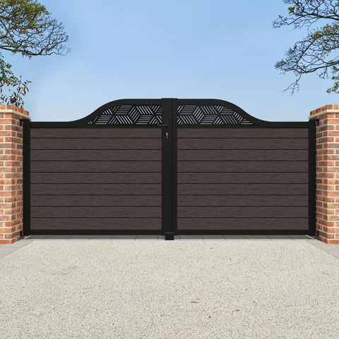 Fusion Cubed Curved Top Driveway Gate - Mid Brown - Top Screen
