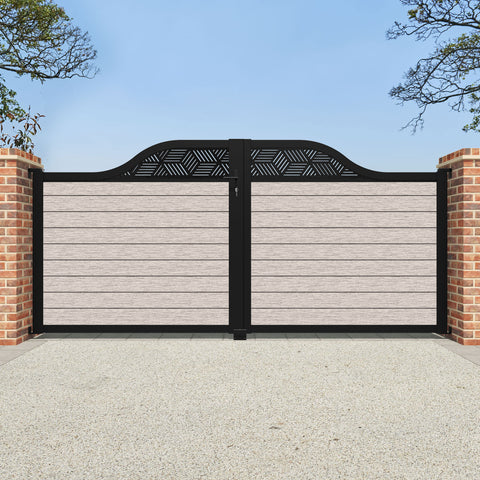 Fusion Cubed Curved Top Driveway Gate - Mid Stone - Top Screen