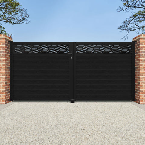 Classic Cubed Straight Top Driveway Gate - Black - Top Screen