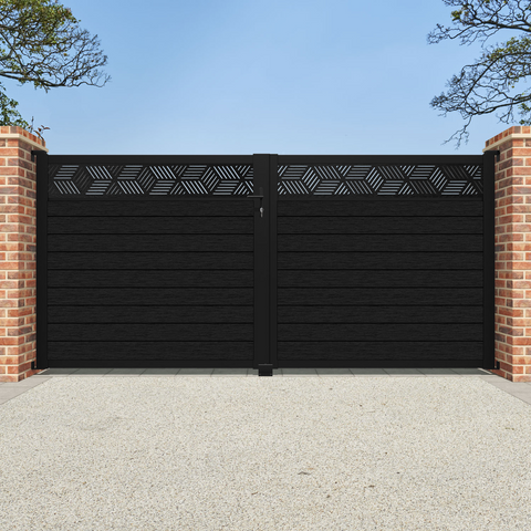 Fusion Cubed Straight Top Driveway Gate - Black - Top Screen