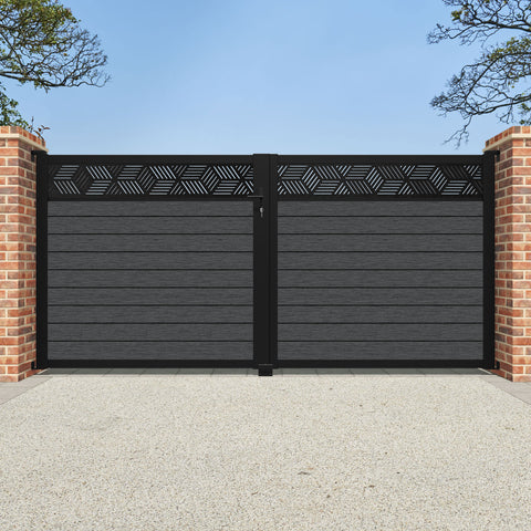 Fusion Cubed Straight Top Driveway Gate - Dark Grey - Top Screen