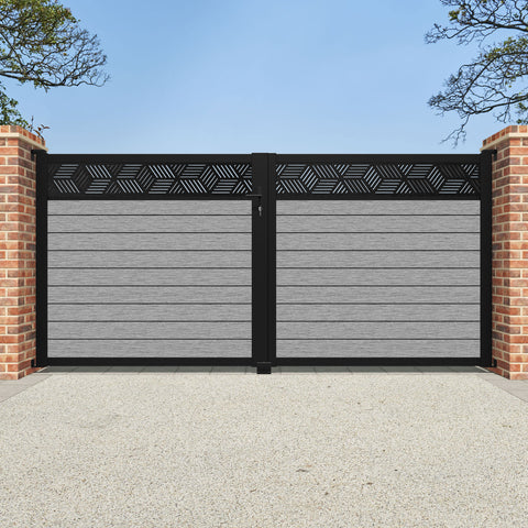 Fusion Cubed Straight Top Driveway Gate - Light Grey - Top Screen
