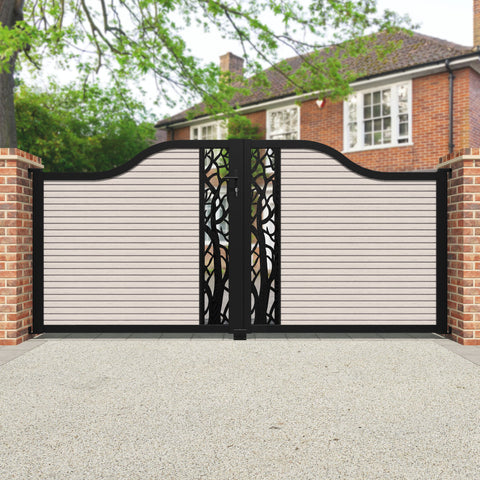 Hudson Twilight Curved Top Driveway Gate - Mid Stone - Middle Screen