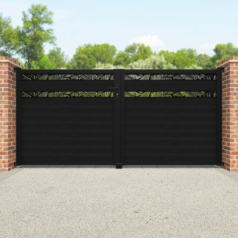 Classic Feather Split Screen Straight Top Driveway Gate - Black - Top Screen