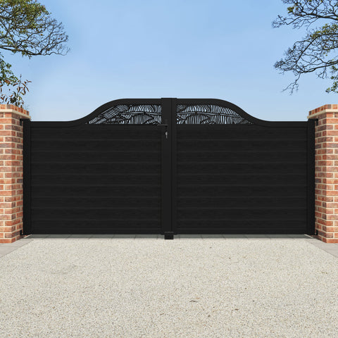 Classic Feather Curved Top Driveway Gate - Black - Top Screen