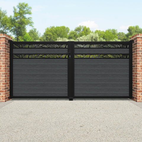 Classic Feather Split Screen Straight Top Driveway Gate - Dark Grey - Top Screen