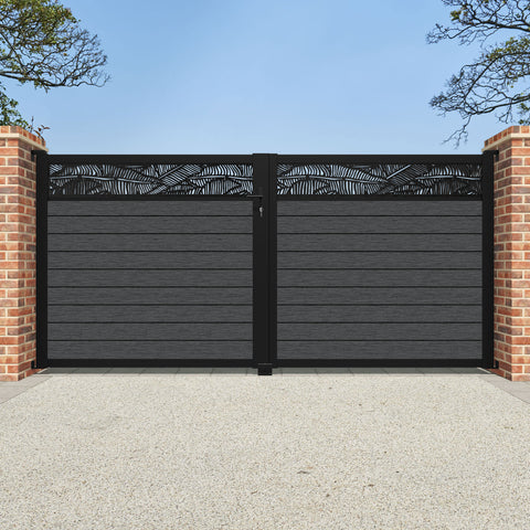 Fusion Feather Straight Top Driveway Gate - Dark Grey - Top Screen