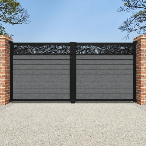 Fusion Feather Straight Top Driveway Gate - Mid Grey - Top Screen