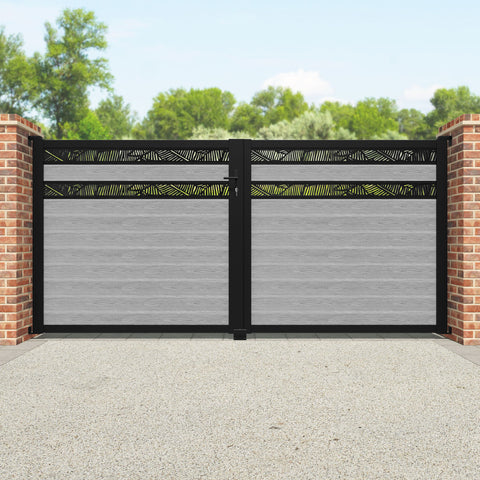 Classic Feather Split Screen Straight Top Driveway Gate - Light Grey - Top Screen