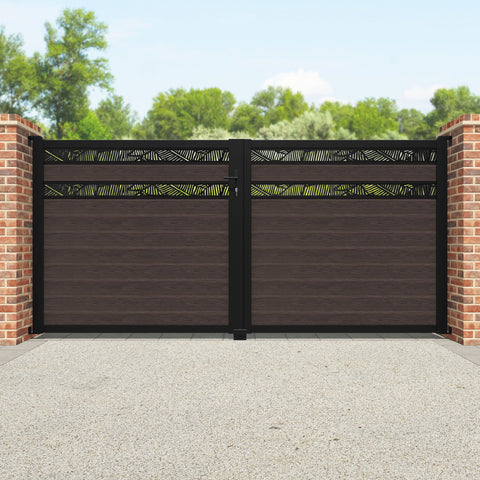 Classic Feather Split Screen Straight Top Driveway Gate - Mid Brown - Top Screen