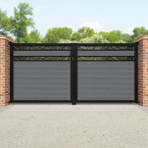 Classic Feather Split Screen Straight Top Driveway Gate - Mid Grey - Top Screen