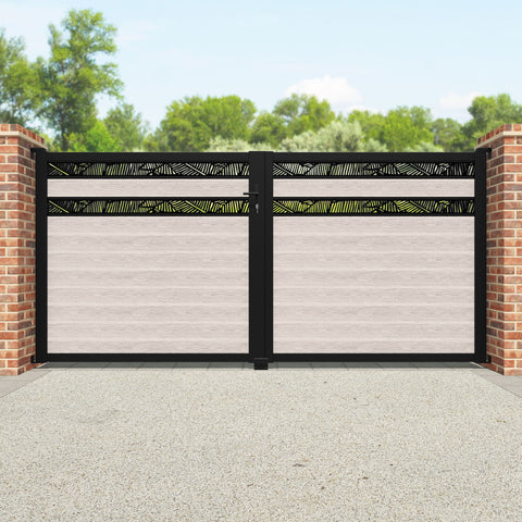 Classic Feather Split Screen Straight Top Driveway Gate - Mid Stone - Top Screen